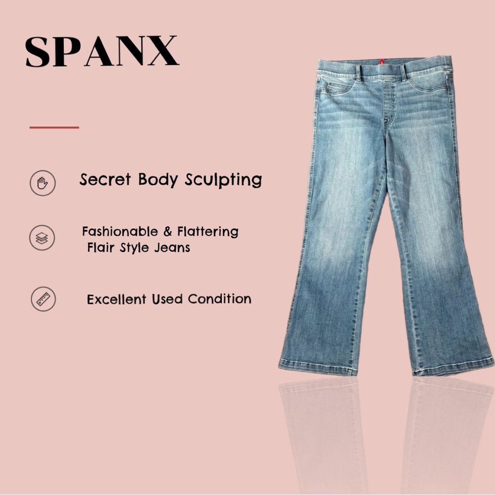 SPANX Tummy & Booty Sculpting Vintage Indigo Stretch Kick Flair Flattering Jeans